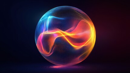 Glowing energy sphere, abstract art, dark background, digital