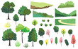 © piixypeach - grass,tree and mountain landscape element object for spring season