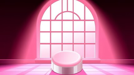 Canvas Print - Pink Room Display Platform Elegant Window Light