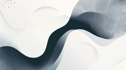 Poster - Abstract waves illustration featuring smooth curves and delicate lines in a minimalist monochrome style, ideal for backgrounds or design projects focused on modern aesthetics.