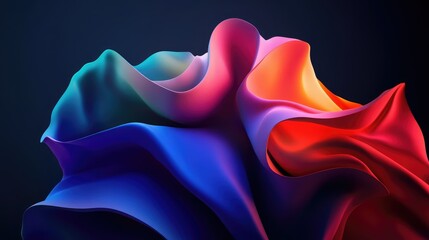 Poster - Abstract Colorful Fabric Flowing in Artistic Waves, Capturing the Essence of Motion, Vibrancy, and Texture with a Playful Combination of Light and Shadow
