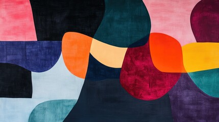 Poster - Abstract colorful shapes blended in harmonious composition creating a vibrant artwork for modern interior design and creative projects, evoking feelings of joy and creativity.