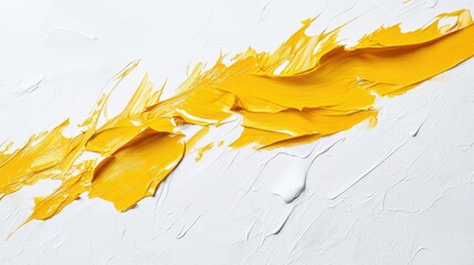 Poster - Modern abstract design featuring a golden-yellow paint stroke on a pristine white surface