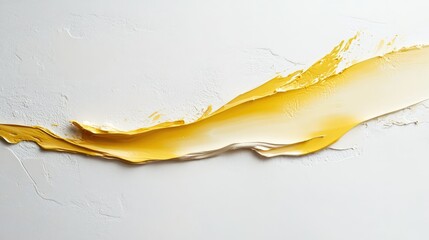 Poster - Modern abstract design featuring a golden-yellow paint stroke on a pristine white surface