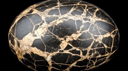 Poster - Polished Black and Gold Marble Orb, Intricate Veining