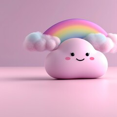 Poster - 3d cartoon rainbow and clouds, very clean clear