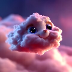Poster - 3d cartoon rainbow and clouds, very clean clear