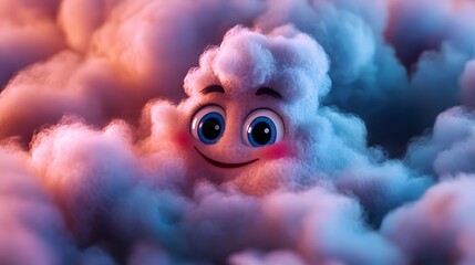 Poster - 3d cartoon rainbow and clouds, very clean clear