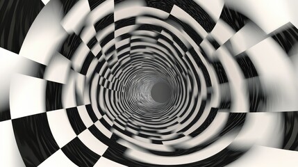 Poster - Optical illusion background with distorted black and white waves, creating a 3D effect.
