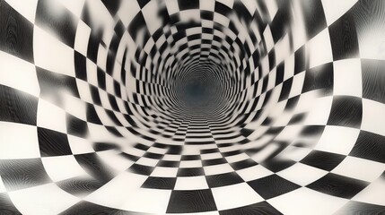 Poster - Optical illusion background with distorted black and white waves, creating a 3D effect.