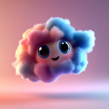 3d cartoon rainbow and clouds, very clean clear
