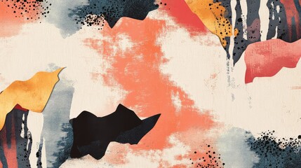 Poster - Paper collage-style vector set featuring torn edges and cutout patterns, creating a raw, handmade feel.