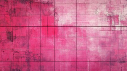 Poster - Playful pink grid pattern on a textured background, reminiscent of vintage computer screens.