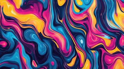 Poster - Psychedelic liquid patterns with monochrome fluid shapes twisting and warping dynamically.
