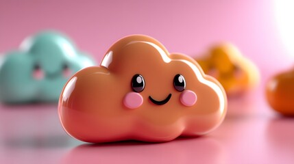 Poster - 3d cartoon rainbow and clouds, very clean clear