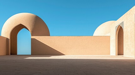 Wall Mural - architectural domes and arches under a clear blue sky