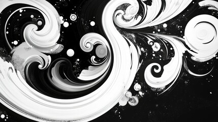 Fototapete - Retro-inspired black and white swirls with high-contrast optical illusion effects.