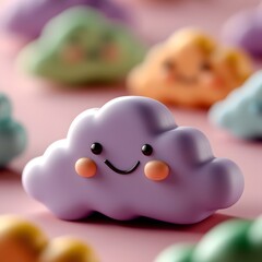 Poster - 3d cartoon rainbow and clouds, very clean clear