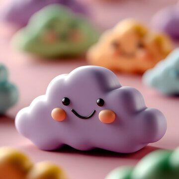 3d cartoon rainbow and clouds, very clean clear