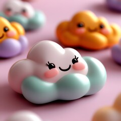 Poster - 3d cartoon rainbow and clouds, very clean clear