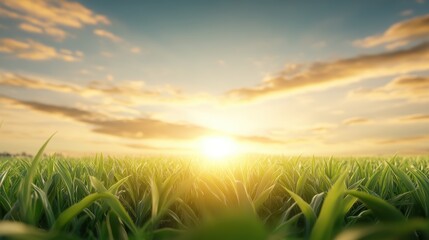 Wall Mural - Golden hour in a meadow, sundrenched grass and warm, radiant light. nature's embrace