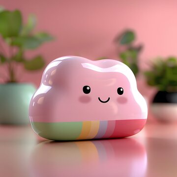 3d cartoon rainbow and clouds, very clean clear