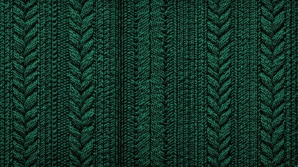 Poster - Seamless green knitted background, classic woolen fabric close-up