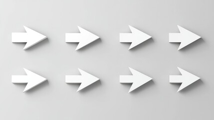 Poster - Set of modern white navigation arrows, designed for clear directional guidance