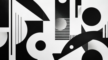Poster - Simple yet bold abstract shapes outlined in black, creating a cool contemporary design.