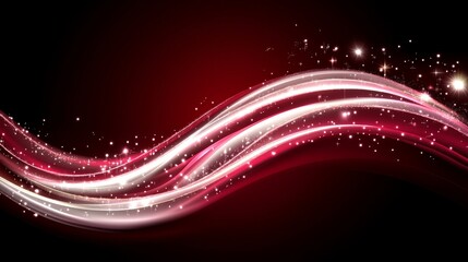 Poster - Red Festive Sparkling Light Wave Abstract Design