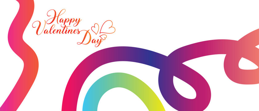Happy Valentine's Day with a doodle heart Abstract Background with Gradient Lines. 3D Wave Elements vector eps 10