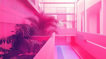 Poster - Vibrant pink digital grid layout, creating a nostalgic 80s retro-futuristic aesthetic.