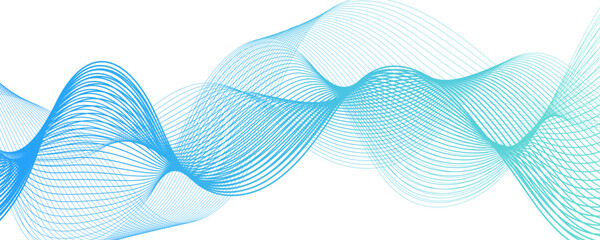 Fototapete - Abstract muted background with azure wavy lines. Swirl wave teal color flow smooth design. Concept business presentation, Brochure, Flyer, Science, Technology. Pattern striped line curve flow
