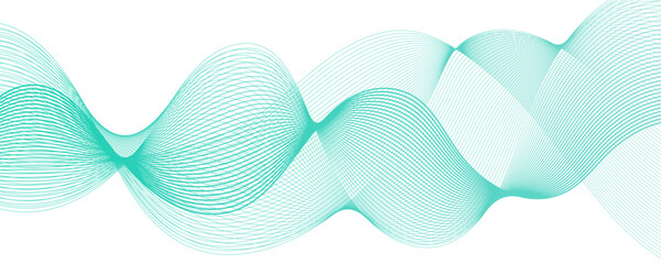Fototapete - Abstract muted background with azure wavy lines. Swirl wave teal color flow smooth design. Concept business presentation, Brochure, Flyer, Science, Technology. Pattern striped line curve flow