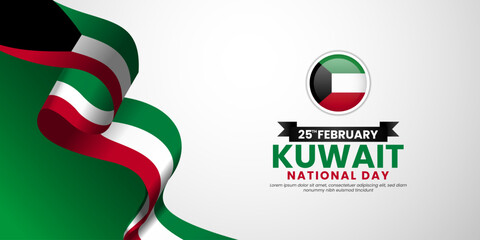 Kuwait National Day Banner Background for Poster, Greeting Card with blank space area