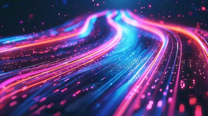Futuristic technology abstract lines and grid in virtual space from The concept of digital technology and the Internet. AI generated illustration