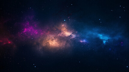 Wall Mural - Cosmic Nebula: A breathtaking view of a vibrant nebula in deep space, swirling with hues of pink, purple, orange, and blue, speckled with distant stars.