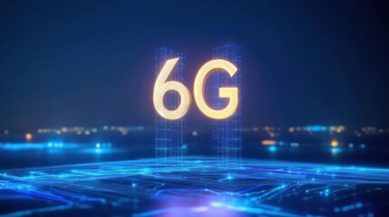 Poster - Futuristic 6G Technology Concept with Digital Background