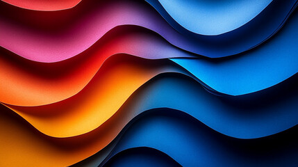 Poster - Colorful waves of paper in various shades arranged in a dynamic composition