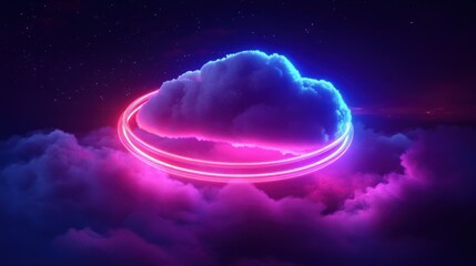 Poster - Neon Cloud Ring in Night Sky