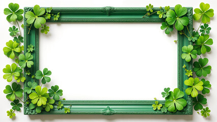 Poster - clover leaf frame st patricks day . Generative AI