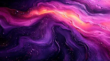 Poster - Abstract cosmic pattern with vivid purple and orange hues swirling in a deep space background