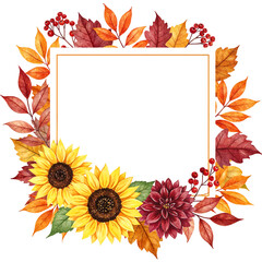Poster - thanksgiving day frame on white background, watercolor painting . Generative AI