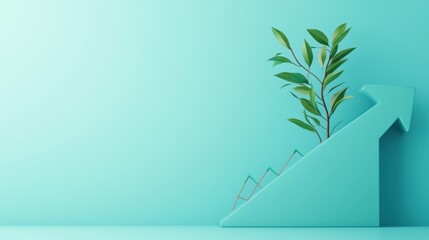 Poster - management growth arrow 3d rendered arrow pointing upwards with a graph, representing positive progr