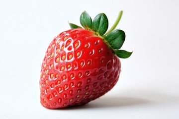 Wall Mural - A Single Ripe Red Strawberry Isolated On White