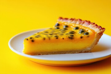 Wall Mural - Delicious Passion Fruit Tart Slice on Plate