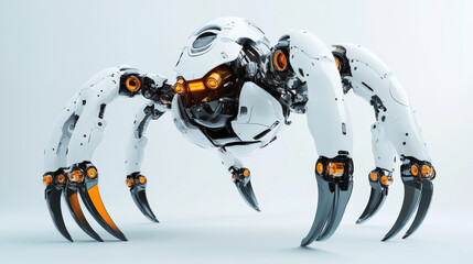 Poster - Automated robot on sucks, flexible legs and arms with grabs isolated cyber space android. Vector mechanical plastic or metal kids toy, robotic loader smart bot machine. Futuristic humanoid or cyborg