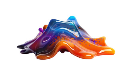 Poster - Colorful liquid splashes forming abstract shapes on transparent background