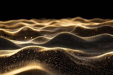 Wall Mural - Abstract golden wave patterns creating a mesmerizing visual effect against a dark backdrop