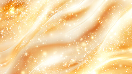 Wall Mural -  Golden light waves and sparkling particles a dazzling abstract background